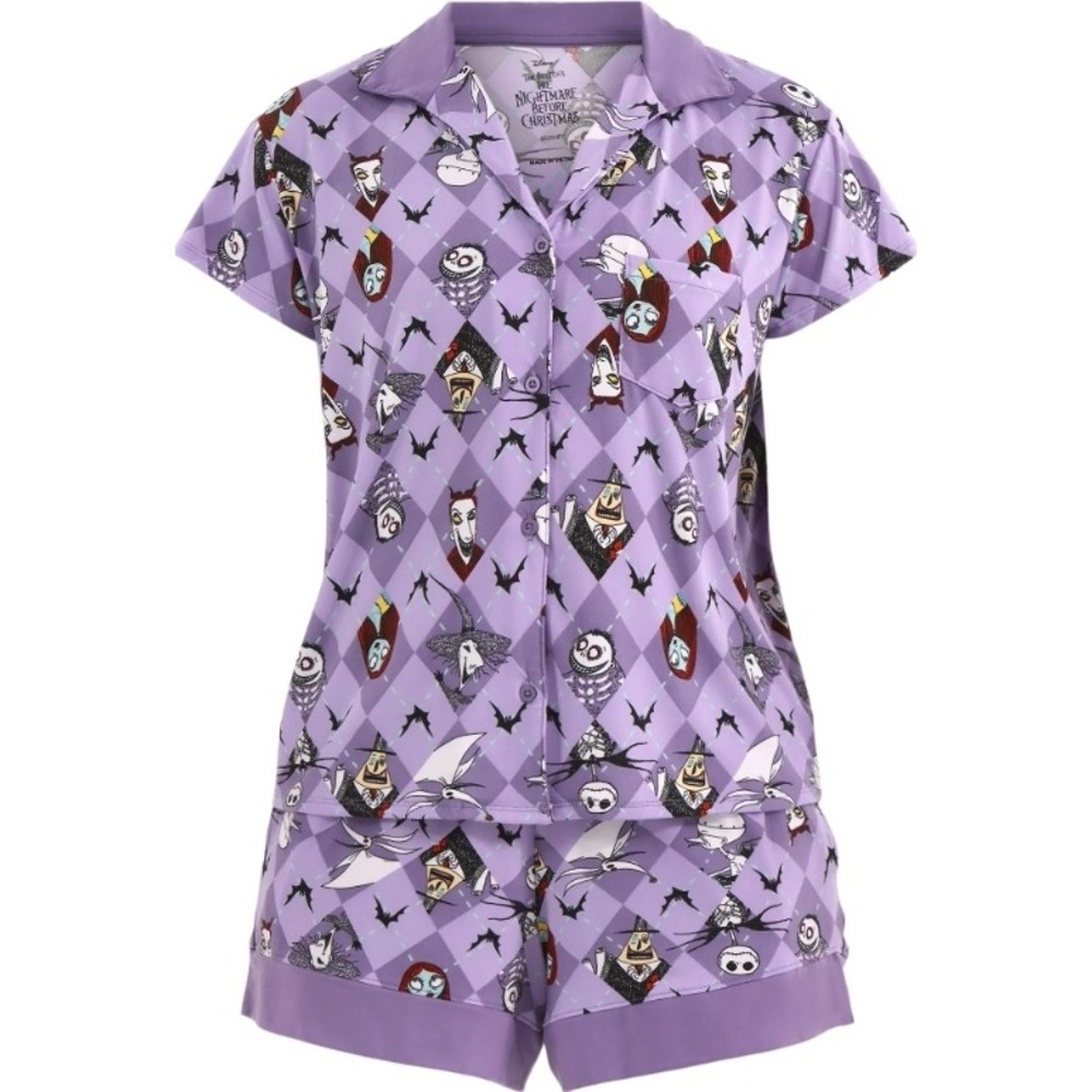 Disney Nightmare Before Christmas Lavender Argyle Pajama‎ Shorts Set 2X NWT - Picture 3 of 11